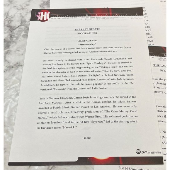 Showtime Movie Press Kit The Last Debate 2000 James Garner Peter Gallagher - Picture 7 of 10